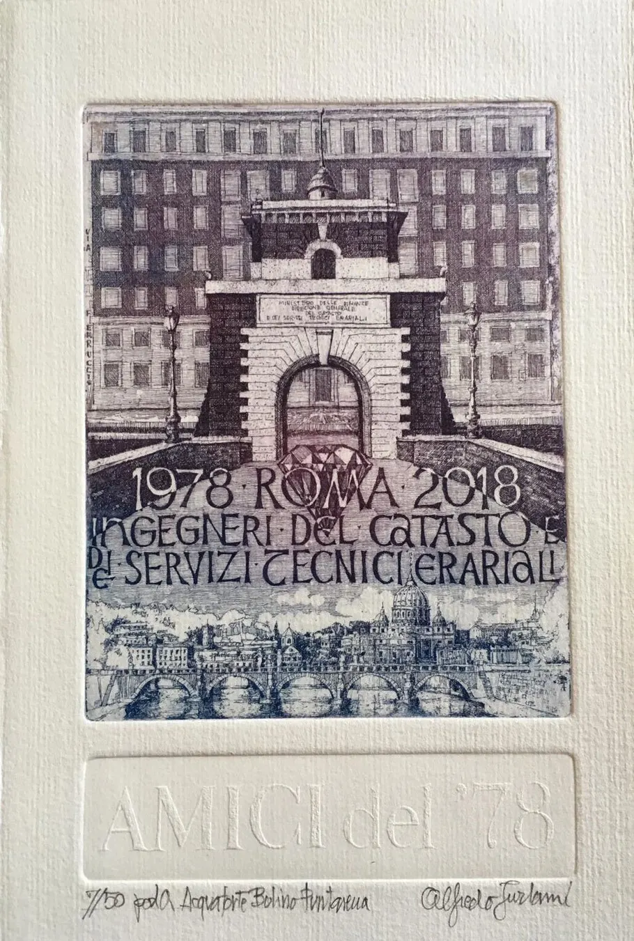 Opera dell'artista Alfredo Furlani. Acquaforte, bulino e puntasecca.