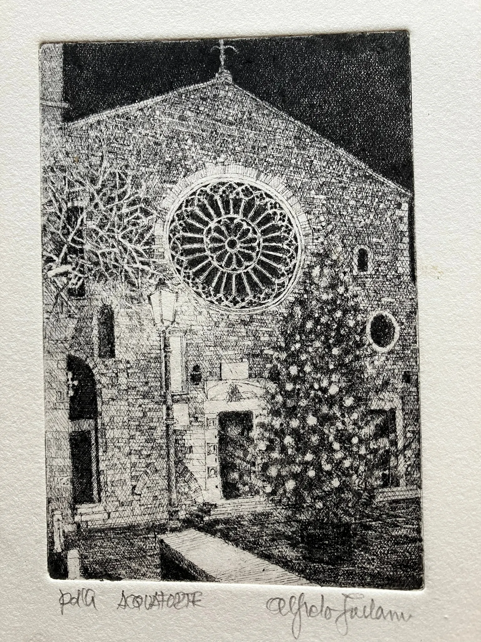 Opera dell'artista Alfredo Furlani, «Cattedrale di San Giusto», Trieste. Acquaforte a 8 morsure, matrice di rame mm 84 × 122.